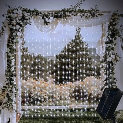 Rideau lumineux solaire 600/300/200/100LED, guirlande lumineuse féerique d'extérieur, décorations de noël et de mariage, décoration de jardin