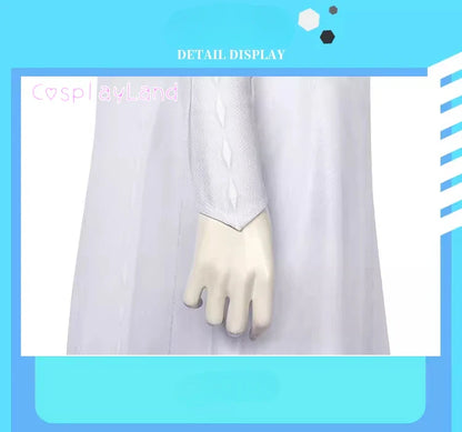 Costume de Cosplay Reine Elsa Robe Carnaval Fantaisie Halloween Femme Impression Princesse Robe Blanche Tenue Sur Mesure