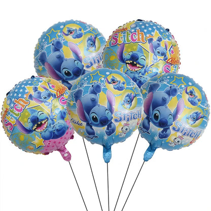 5Pcs Lilo&Stitch 18in Round Ballon Set Party Supplies Kid Birthday DIY Party Decoration Foil Inflate Helium Globos Scene Layout