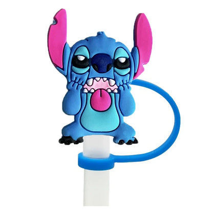 1-8Pcs Stitch Straw Cover Cap, Reusable Dustproof Cup Cover, Cartoon Drink Straw Plug, Splash Proof Straw Cap, Gift for Kids