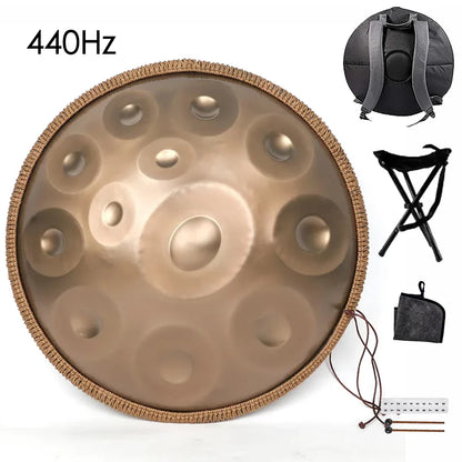Tambour à main doré 432Hz/440Hz, langue en acier de 22 pouces pour Yoga, méditation, Instrument pour débutant, cadeau 9/10/12/1417 Notes