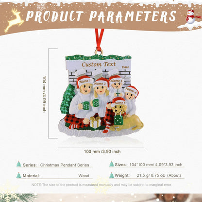 Wood Custom Family And Dog Christmas Ornament Personalized Name Engraved Pendant Xmas Gift for Family Christmas Tree Decorations
