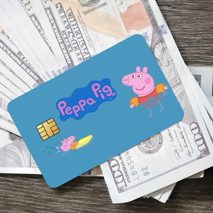 C-Cartoon Animation P-Peppas Pig Decorative Small Waterproof Chip 4PCS Card Sticker New Anti-Scratch