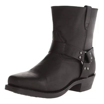 Bottes de cowboy rétro pour hommes, bottes western mi-mollet, bottes en cuir mixtes, chaussures à enfiler pour hommes, bottines d'hiver Knight