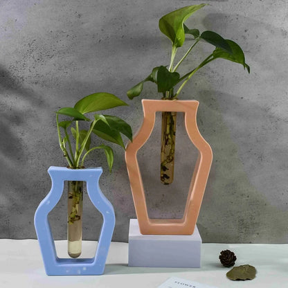 DIY 6pcs Skeletonized Hydroponic Test Tube Flower Vase Silicone Mold Gypsum Ornament Epoxy Resin Mold Home Decoration Storage