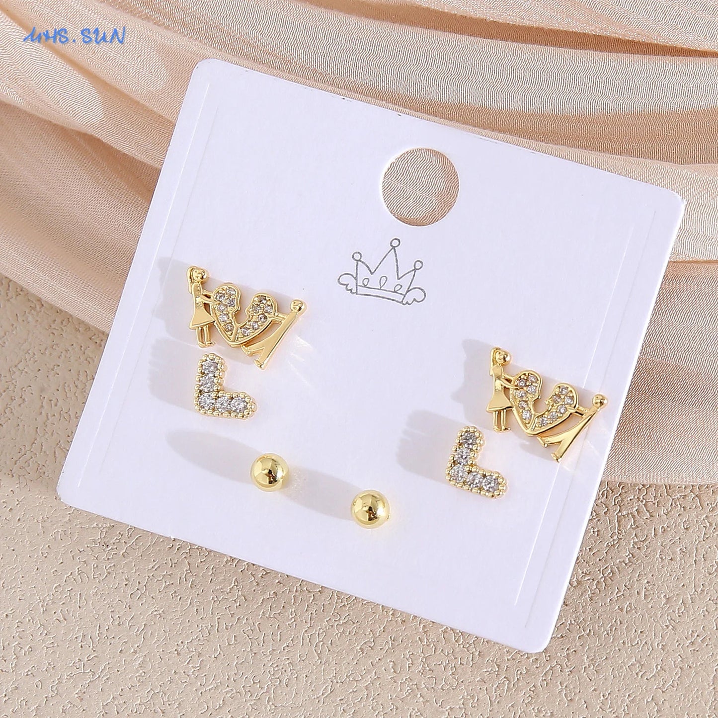 MHS.SUN-Ensemble de Boucles d'Oreilles Creuses en Forme de Cœur, pour Femme et Fille, 3 Paires
