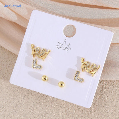 MHS.SUN-Ensemble de Boucles d'Oreilles Creuses en Forme de Cœur, pour Femme et Fille, 3 Paires
