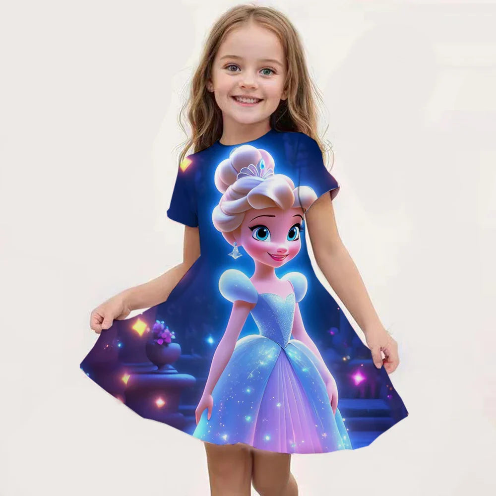 Elsa Costume for Girl Birthday Party Blue Long Sleeve Carnival Clothing Kids Princess Dress for Girls