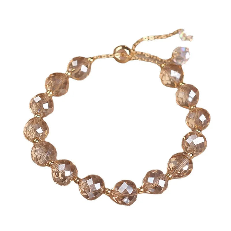 Crystal Woven Female Bracelet New Fashion Shiny Crystal Stone Beads Elasticity Rope Bracelets for Women Sweet Jewelry