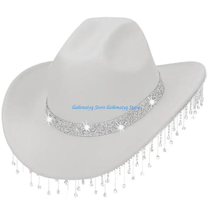 Casquette Cowboy avec pompons en chapeau Cowgirl occidental pour femmes filles, accessoires Photo, 573B