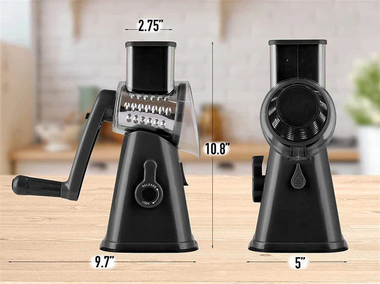 LMETJMA Rotary Cheese Grater with Handle Manual Vegetable Graters Shredder Slicer Nuts Grinder with Strong Suction Base JT122