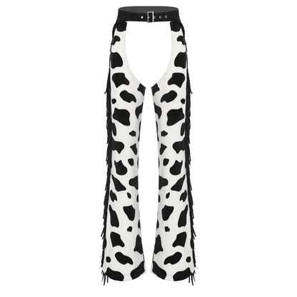 Pantalon élégant en flanelle pour femmes, entrejambe ouvert, pour vélo, équitation, Cowgirl occidentale, Chaps Hippie, Costume de danse Cosplay d'halloween