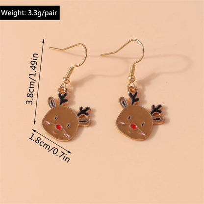 Fashion Merry Christmas Tree Deer Snowflake Santa Claus Drop Earrings for Women Girls New Year Party Festival Jewelry Gifts