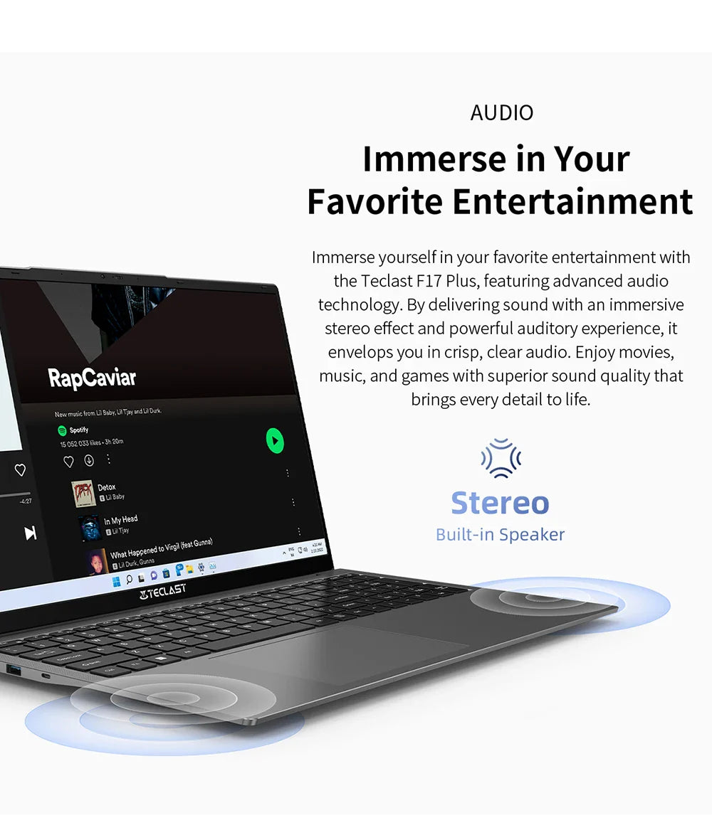 Teclast F17 Plus 2025 Laptop 17.3 inch Intel N150 Computer 16GB RAM 512GB SSD Windows 11 Pro 180° Flip Laptops mini-HDMI USB3.2