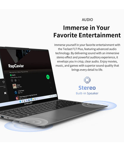 Teclast F17 Plus 2025 Laptop 17.3 inch Intel N150 Computer 16GB RAM 512GB SSD Windows 11 Pro 180° Flip Laptops mini-HDMI USB3.2