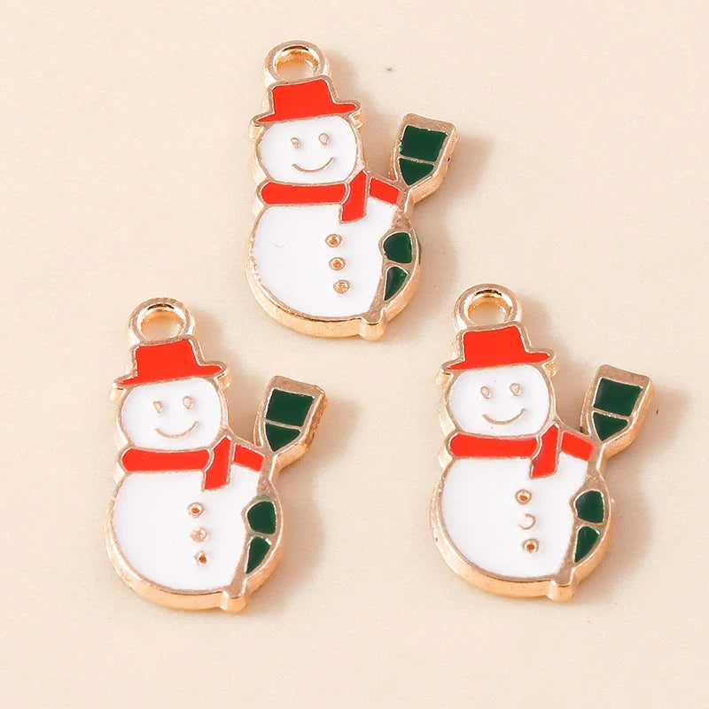 Leslie-Breloques de Noël en émail, arbre flocon de neige, chaussette, cerf, bonhomme de neige, bijoux de bricolage, cadeaux de Noël et du Nouvel An, 10 pièces