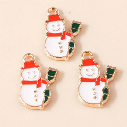 Leslie-Breloques de Noël en émail, arbre flocon de neige, chaussette, cerf, bonhomme de neige, bijoux de bricolage, cadeaux de Noël et du Nouvel An, 10 pièces