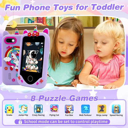 Téléphone intelligent pour enfants Filles Garçons Jouets Téléphone portable Double appareil photo Lecteur de musique 17 jeux Téléphone d'apprentissage pour tout-petits Cadeaux d'anniversaire