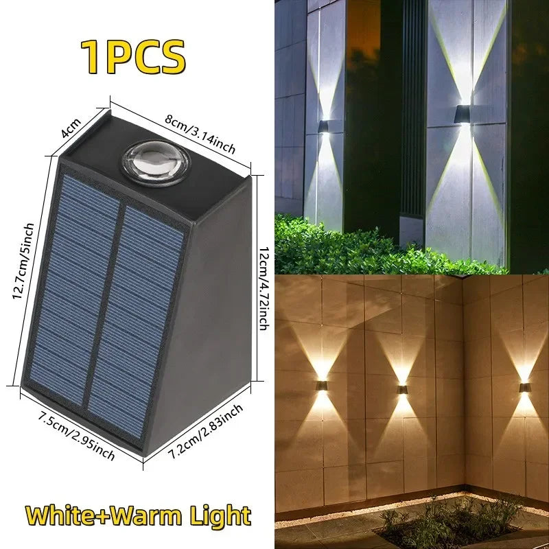 LED lumières solaires extérieur lampe murale à énergie solaire étanche décorations de jardin extérieur lumière du soleil pour rue balcon Villa lampe