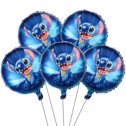 5Pcs Lilo&Stitch 18in Round Ballon Set Party Supplies Kid Birthday DIY Party Decoration Foil Inflate Helium Globos Scene Layout
