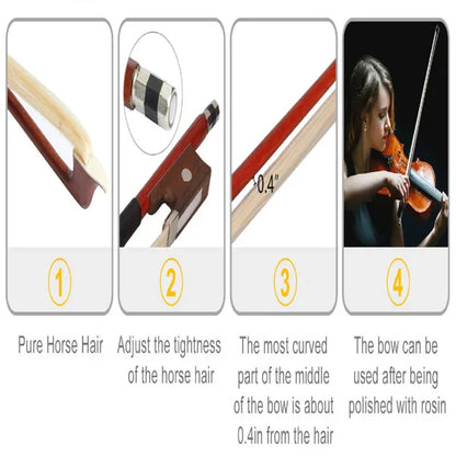 Nouveau Violon acoustique 1/4 avec étui, colophane rose