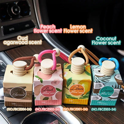 Diffuseur d'aromathérapie à suspendre pour intérieur de voiture, désodorisant de voiture, parfum longue durée pour voiture et maison Citron / Fleur de pêcher / Noix de coco / Oud