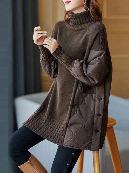 Women's Long Sleeve Turtleneck Sweater Autumn Winter Loose Knitted Sweaters Korean Casual Oversized Ladies Pullover Clothing