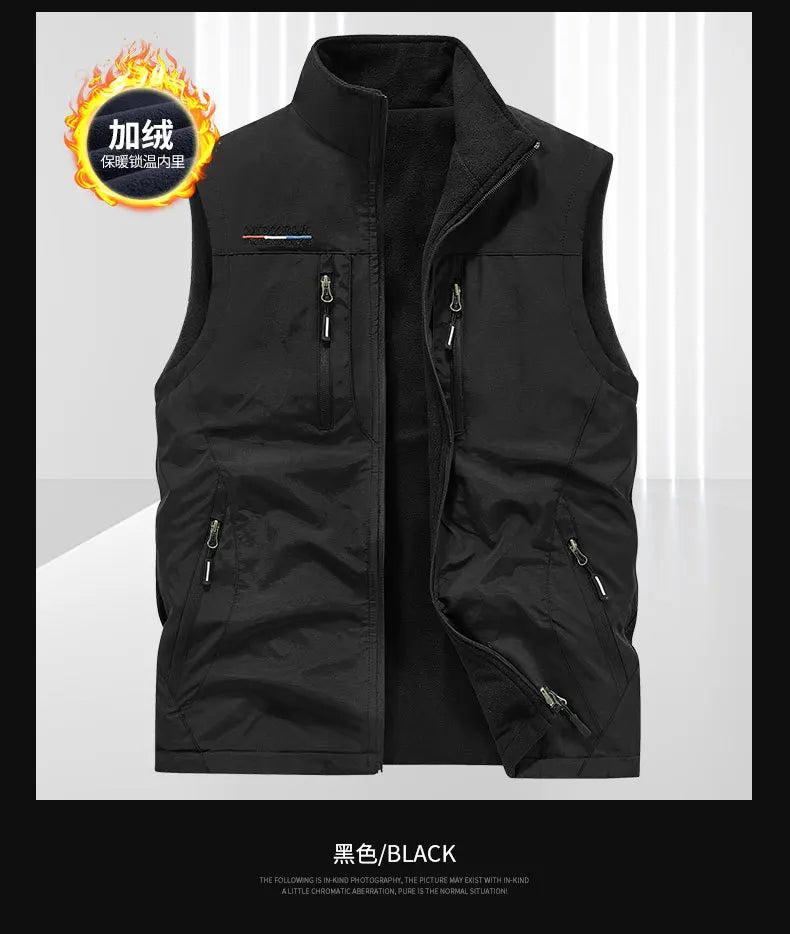 Gilet Homme Automne Polaire Extérieur 4XL Utilité Tactique Multi-poches Techwear Randonnée Pêche Photographie Safari Cargo