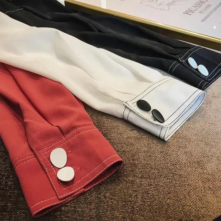 New Chic Sexy Chemise Tunic Long Sleeve White Collar Clothes Collared Aesthetic Tops Women's Blouse Korean Women Shirts Clothing