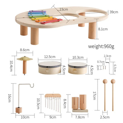 Jouets Éducatifs Bébé en Bois Carillons Éoliens Montessori Jouets Musicaux pour Enfants Xylophone Cadeaux d'Anniversaire Nouveau-né Table Musicale Jouets