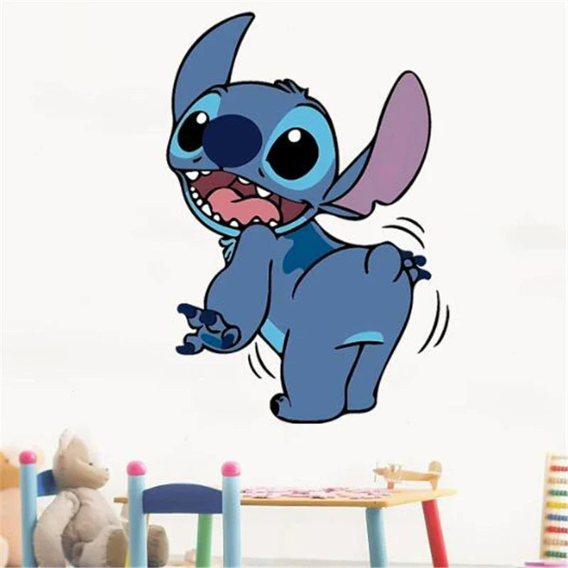 Autocollants muraux Lilo & Stitch pour chambres d'enfants, crèche, salon, chambre à coucher, décoration murale, affiche animée
