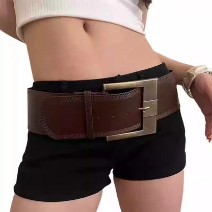Desinger ceintures pour femmes Vintage large ceinture grande taille Western Cowgirl Cowboy Goth Y2k marron moyen âge mode ceinture femme
