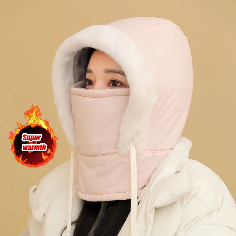 Cagoule thermique pour temps froid, écharpe d'hiver, capuche coupe-vent, chapeau en peluche, chauffe-cou, masque facial de Ski pour les activités de plein air