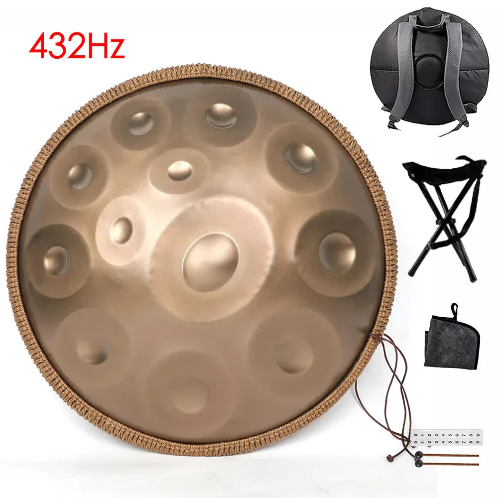 Tambour à main doré 432Hz/440Hz, langue en acier de 22 pouces pour Yoga, méditation, Instrument pour débutant, cadeau 9/10/12/1417 Notes