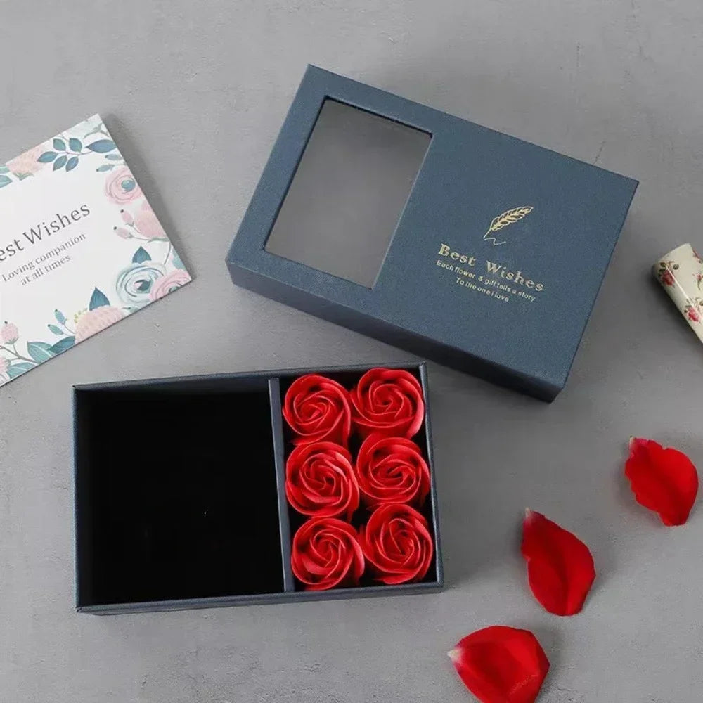 Boîte à bijoux Rose, boîte à bagues à Six fleurs, cadeau de saint-valentin, boîte d'emballage de bijoux, pendentif, collier, cadeaux d'anniversaire pour femme et maman