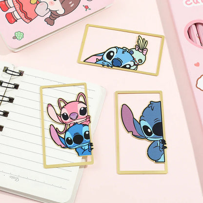 Stitch Love Artificial Leather Corner Bookmark for Friends, Family, Teachers, Teenagers, Kawaii Book Accessories, Creative Gifts