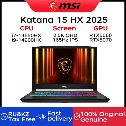 2025 MSI Katana 15 HX Gaming Laptop 15.6 Inch 2.5K QHD 165Hz IPS Screen Notebook i9-14900HX 32GB 2TB RTX5060 Netbook Computer PC