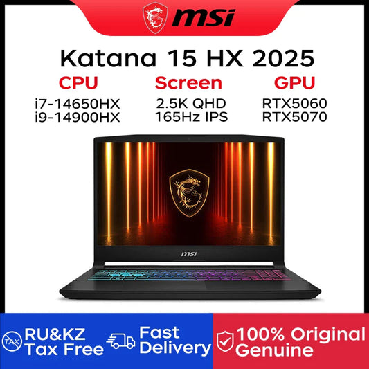 2025 MSI Katana 15 HX Gaming Laptop 15.6 Inch 2.5K QHD 165Hz IPS Screen Notebook i9-14900HX 32GB 2TB RTX5060 Netbook Computer PC