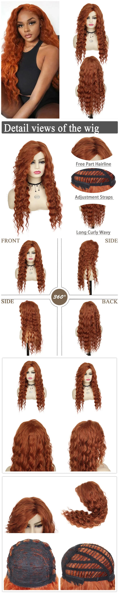 Perruque blonde bouclée cheveux synthétiques longs naturels perruques ondulées pour femmes blanches, raie libre, racines foncées, perruques ombrées, perruque ondulée tendance + autocollants