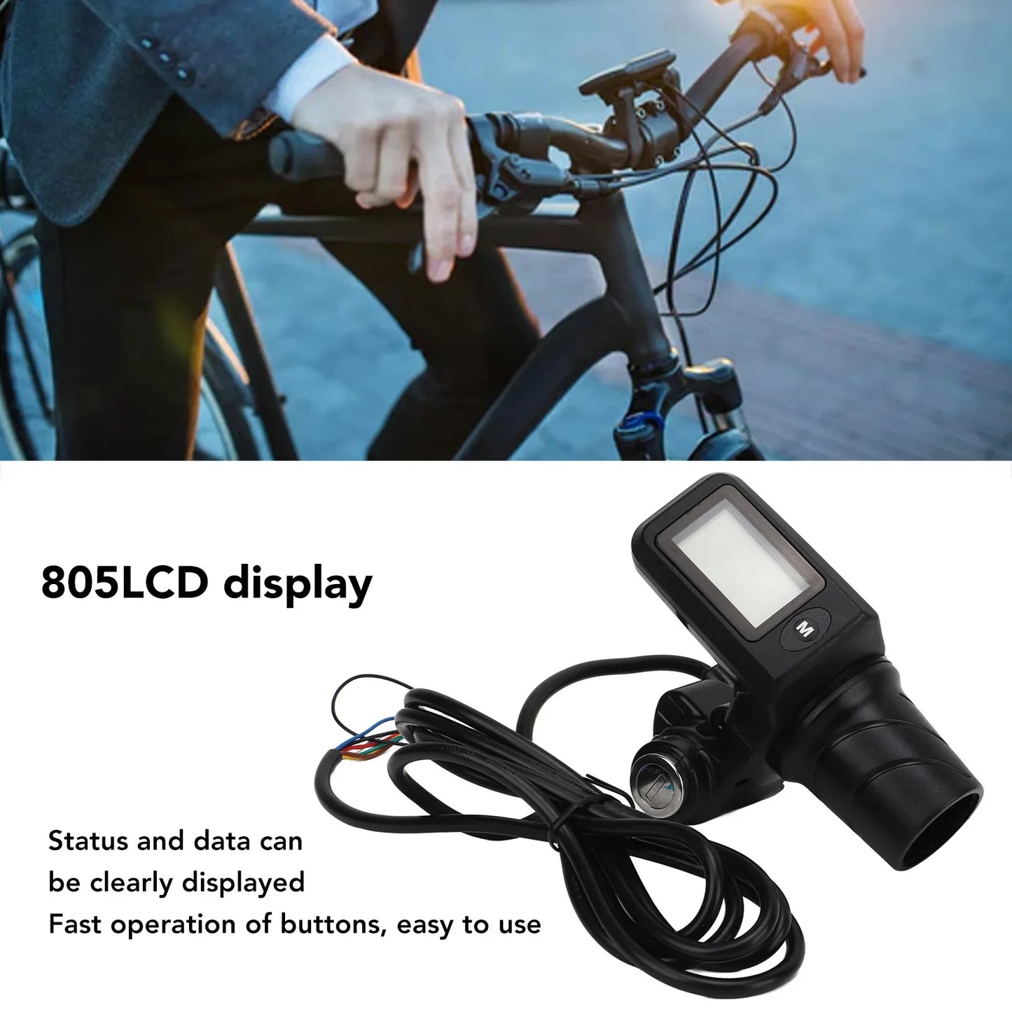 Poignée d'accélérateur pour scooter électrique, écran LCD, rétroéclairage, rappel de faible puissance, boutons de poignée d'accélérateur pour modification, 805mm, 22.5