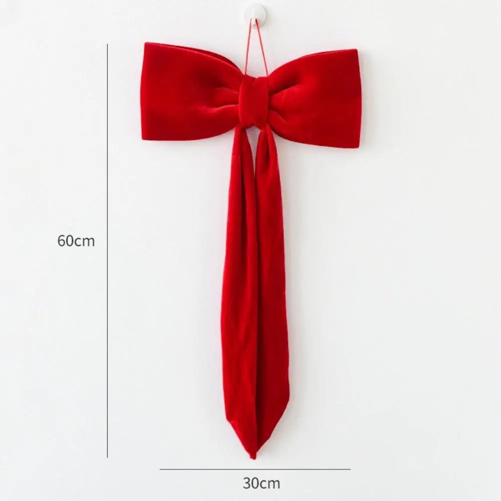 Grand nœud papillon de noël suspendu, pendentif en velours rouge pour porte, décoration de fête de noël du nouvel an 2026, nouvelle collection