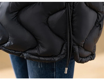 2024 New Winter Jacket Parkas Women Coat Fur Collar Hooded Overcoat Female Jacket Parka Thick Warm Cotton Padded Outwear