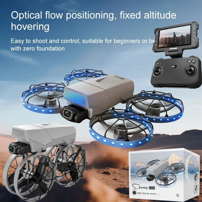 Drones 4k professionnel 10km flux optique sans brosse pliant double miroir photographie aérienne professionnelle avec drone à cardan servo