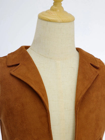 Costume de Cowgirl occidental en daim pour enfants, gilet à franges avec pompons, vêtements de danse, jeu de rôle de fête, gilets de Cowboy