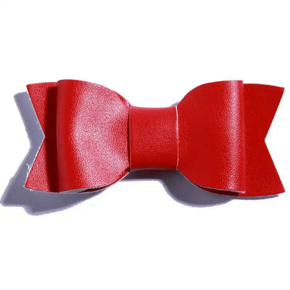 7.5CM Hot Sale Synthetic PU Leather Bows Knot For Hair Accessories Hair Bow With Clip For Headbands U Pick