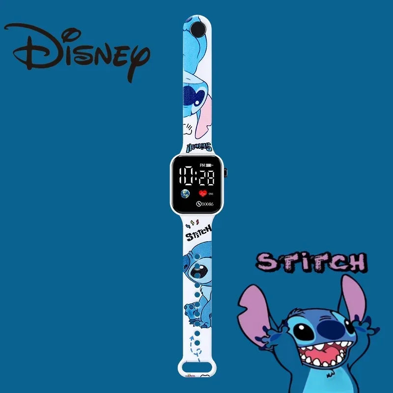 New Stitch cartoon color printed student LED electronic watch lovely fashionable printed square Y1 button electronic watch