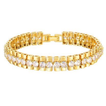 Paperclip Chain Bracelet 14K Gold Plated Cubic Zirconia Watch Strap Chunky Link Adjustable Stackable Jewelry For Women Girl Gift