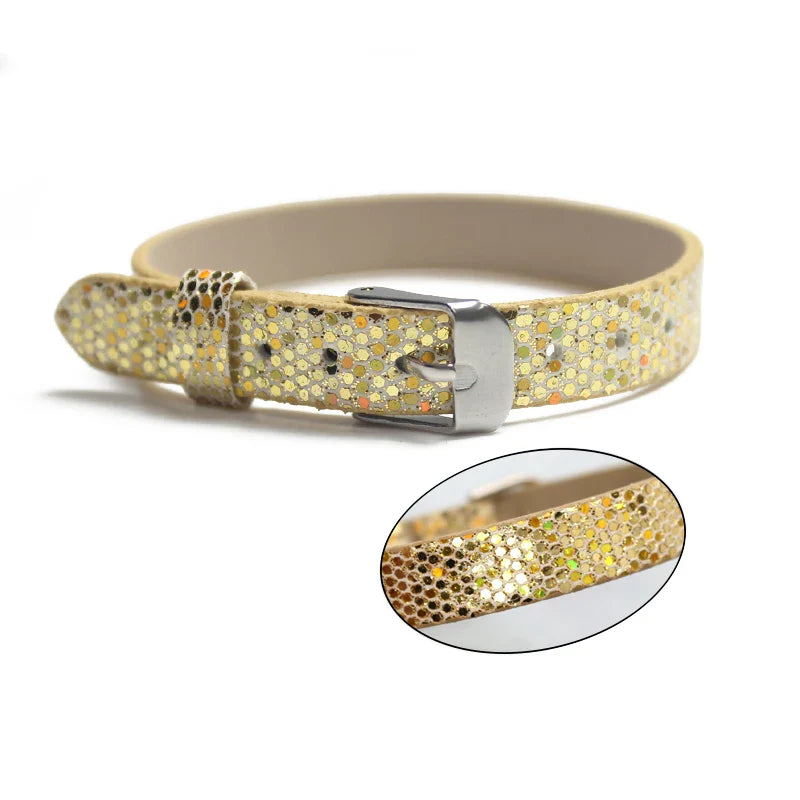 Bracelet à paillettes scintillantes, 8mm de largeur, 21cm de longueur, breloques coulissantes, lettres de l'alphabet, bijoux à bricoler soi-même, cadeau pour femmes et enfants
