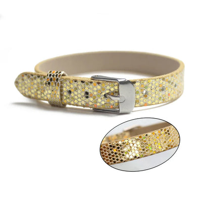 Bracelet à paillettes scintillantes, 8mm de largeur, 21cm de longueur, breloques coulissantes, lettres de l'alphabet, bijoux à bricoler soi-même, cadeau pour femmes et enfants