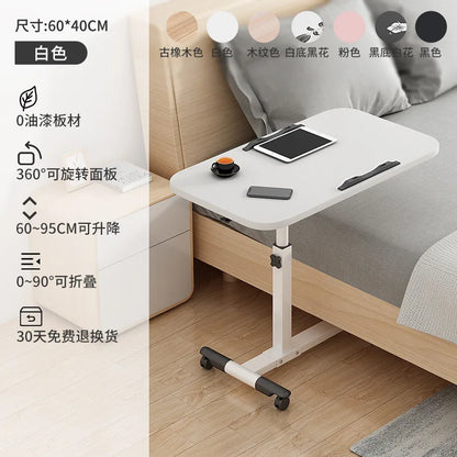 Table de lit inclinable avec roulettes, bureau de chevet réglable en hauteur, 2 ordinateurs de bureau inclinables, bureau sur pied pour ordinateur portable